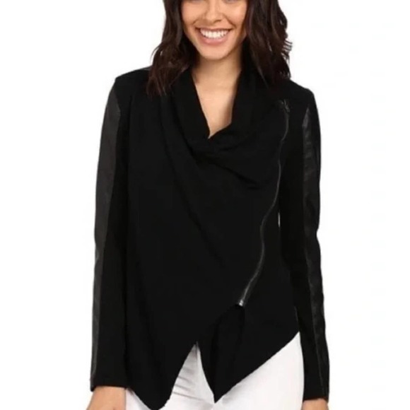 NFS BlankNYC Draped Faux Leather Zipper Front Asymmetrical Jacket Coat Size M - Picture 1 of 9